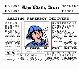 Paperboy title screen for NES